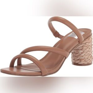 DV Dolce Vita womens Myla Heeled Sandal tan nude strappy found heel straw sz 10